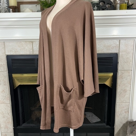 Grace Karin Waffle Knit Open Cardigan With Pockets And Wide Bat Sleeves - Picture 6 of 12